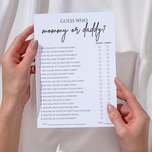 Guess Who: Mom or Dad?, Baby Shower Game, Printed Card image 4
