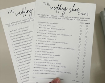 The Wedding Shoe Game, Bridal Shower Game, Engagement Party, Printed Card