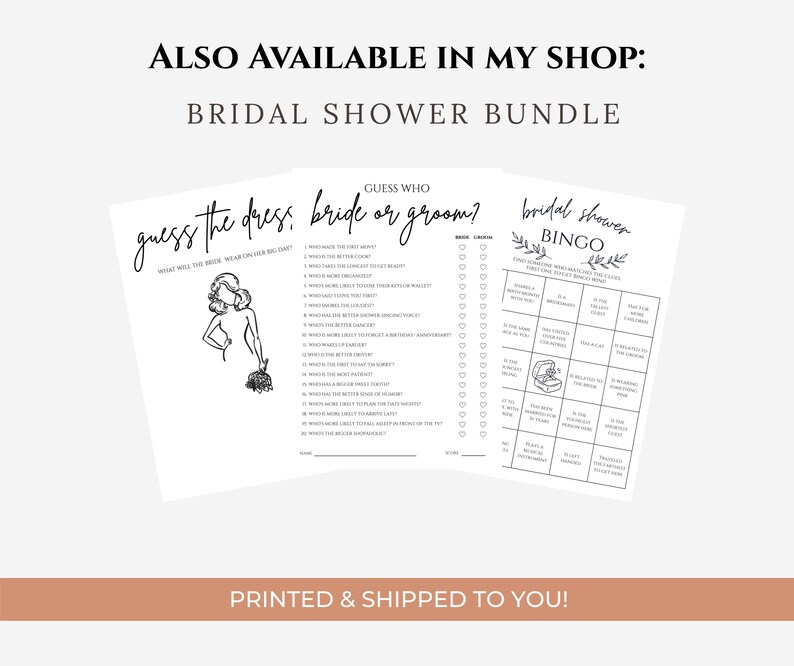 Find the Guest Bridal Shower Bingo Game: Printed Cards image 5
