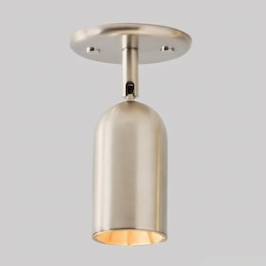 Mid Century Brass Cylinder Spotlight: Adjustable Flush Mount Ceiling Light