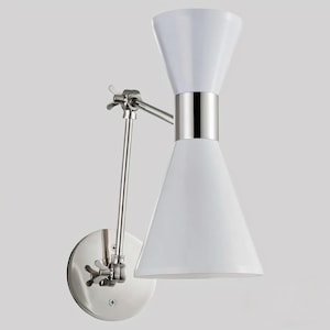 Mid-Century Modern Diabolo Wall Sconce: Adjustable White & Chrome Light