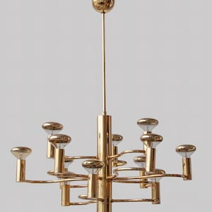 Luxury Brass Chandelier – Mid Century 12 Light Ceiling Lamp