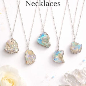 Natural Rough Opal Pendant Necklace, Raw Opal Crystal Jewelry, Uncut Untreated Opal Stone, Handmade Silver Chain, Chain Free, Gift for her image 9