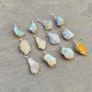 Natural Rough Opal Pendant Necklace, Raw Opal Crystal Jewelry, Uncut Untreated Opal Stone, Handmade Silver Chain, Chain Free, Gift for her image 10