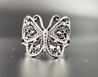 Butterfly Sterling Silver Ring: Boho Tribal Jewelry