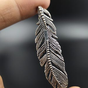 Ciondolo Piuma Vintage In Lega Metallica, Color Argento Antico – Per Gioielli Fai Da Te Boho - 4