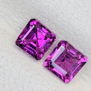 Natural Rhodolite Garnet Pair | 0.65 Cts | 3.5 mm | Asher Cut Faceted Loose Gemstone | Raspberry Pink Faceted Loose Gemstone | #1419