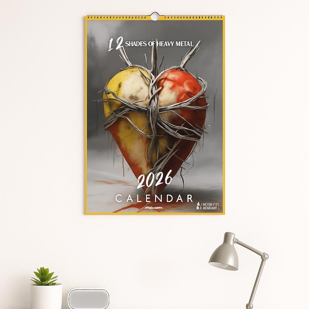 Abstract Metal Art 2026 Wall Calendar: Gothic Music Decor (A4/A3
