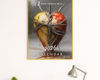 Abstract Metal Art 2026 Wall Calendar: Gothic Music Decor (A4/A3