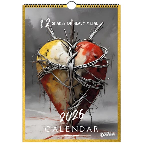 Abstract Metal Art 2026 Wall Calendar: Gothic Music Decor (A4/A3