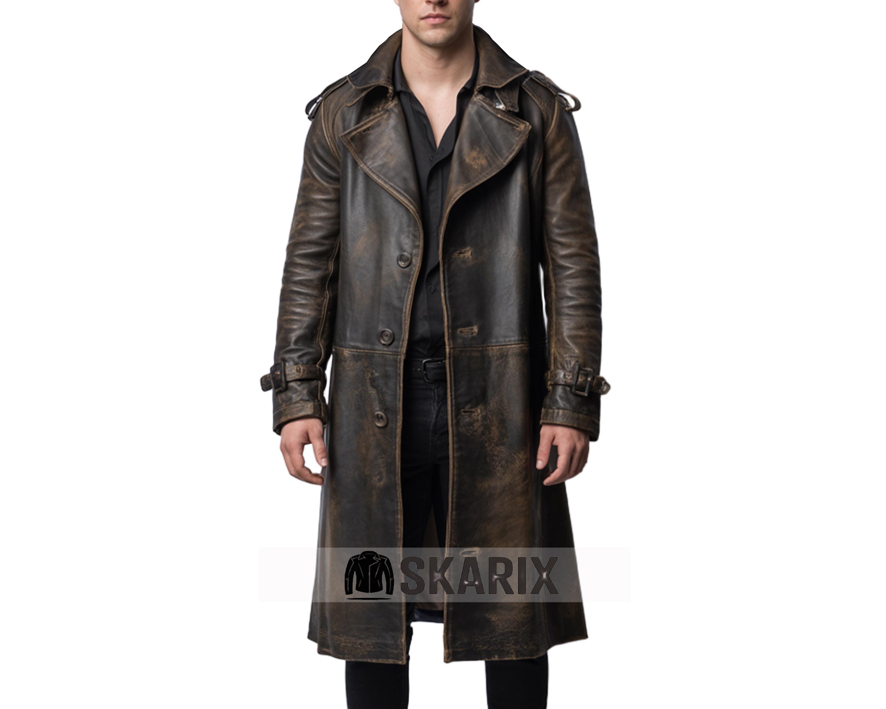 Retro Herren Motorrad Biker Jacke Royal Blau Leder Mode Mantel Jacke