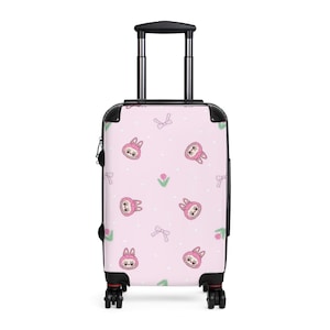 Labubu niedlicher Hasen-Design-Koffer - Reisegepäck, Kinderkoffer, stilvolles Handgepäck, lustiges Reisegepäck, entzückendes Gepäck