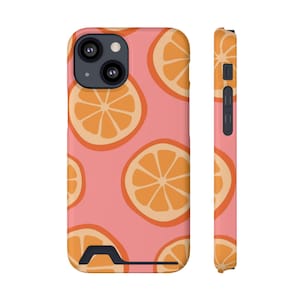Étui pour portable avec porte-cartes, orange, agrumes, design élégant en tranches d'orange, parfait pour les cadeaux, ambiance estivale, usage quotidien, accessoire pour téléphone