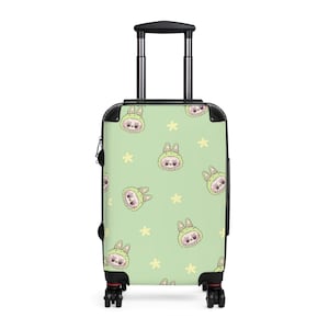 Labubu かわいいウサギのスーツケース、楽しいデザイン、旅行用のスタイリッシュな荷物、お子様への旅行ギフトに最適、動物好きの方への機内持ち込み用