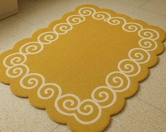 Handmade Tufted Wool Floral Rug: Modern Accent Carpet