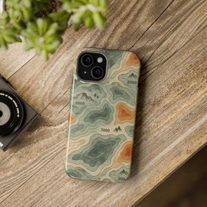 Mountain Topo-Printed iPhone Case, Phone Case, Protective Phone Cover, Mountain Design, Tech Accessory, Outdoor Enthusiast, Adventure Lover,