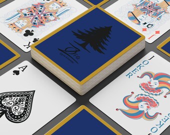 ZFG Sportswear Pine Logo - Blue and Gold Playing Cards Vintage Poker Deck Game Night Gift for Gamers