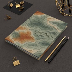 Diario topográfico de montaña de tapa dura mate, cuaderno, agenda, mapa de montaña, regalo de senderismo, aventura al aire libre, amante de la naturaleza