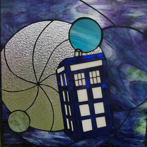 Tardis stained glass panel Etsy