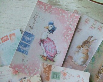 Beatrix Potter notecards - Baby cards - Miniature cards - embellishments - bunnykins - peter rabbit notecards