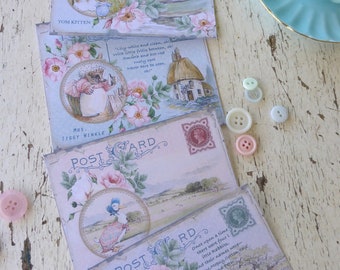 Beatrix Potter notecards - shabby chic notecards - gift tags - Beatrix Potter tags - pretty tags - baby card tags - journalling - smashbooks