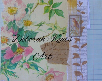 Mixed Media Digital Download - Wildroses and text - Collage digital download - Australian artist