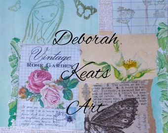 Mixed Media Digital Download - girl and flowers II  - collage digital download