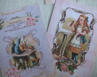 Alice in Wonderland Pink notecards - Alice in wonderland -  blank notecards - embellishments