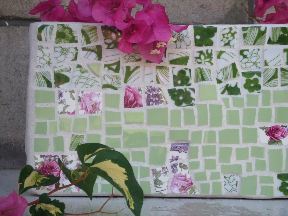 Mosaiktopf lila und grüne Fliesen Rosenmosaiken Vintage | Etsy