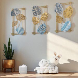 Nordic Wrought Iron Leaf Wall Hanging – Ginkgo, Palm & Maple Leaf Metal Art for Living Room, Bedroom, or Entryway Home Wall Decoration