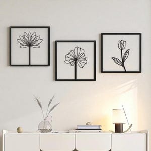 Nordic Floral Metal Wall Art: Macrame-Style Living Room Decor
