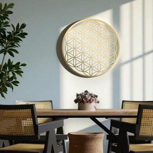 Metal Flower of Life Wall Art: Lotus Floral Design, Modern Home Decor