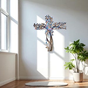 Arte decorativo de pared de árbol grande, decoración única de pared grande de hierro forjado, diseño de interiores con arte arbóreo, decoración de pared de metal con el árbol de la vida, regalo para el hogar