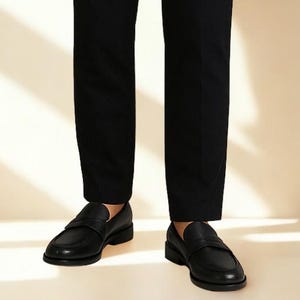 Hand-Burnished Leather Penny Loafers: Bedford Style Men&#39;s Dress Shoes