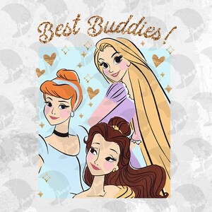 Best Friends Princess Png, Princess Squad Png, Magical Castle with Balloons Png, Besties Png, Friendship Png, Png File For Sublimation