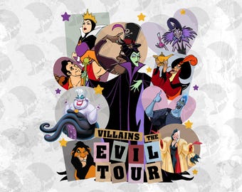 Evil Villains Tour PNG: Halloween Spooky Season Design (Digital Download)