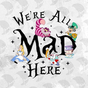 Alice in Wonderland PNG: Mad Hatter, Cheshire Cat Digital Art (Digital Download)