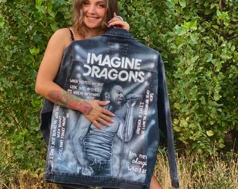 Hand-Painted Imagine Dragons Denim Jacket | Exclusive Music Band Jacket
