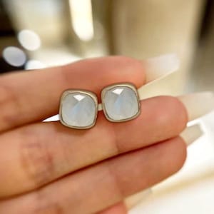 Moonstone Studs Earring, 925 Sterling Silver Solitaire Studs, Gold Plated For Helix Conch Cartilage Moonstone Stud, Jewelry Making Supplies