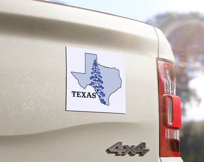 Texas Outline Bluebonnet Car Magnet | Vinyl State Pride Decal