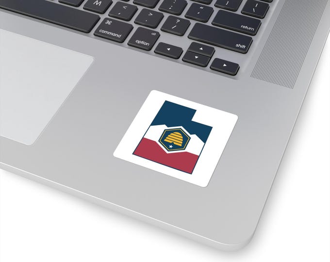 Utah State Outline Bee Hive Sticker | Square Sticker, Mountain Flag Design