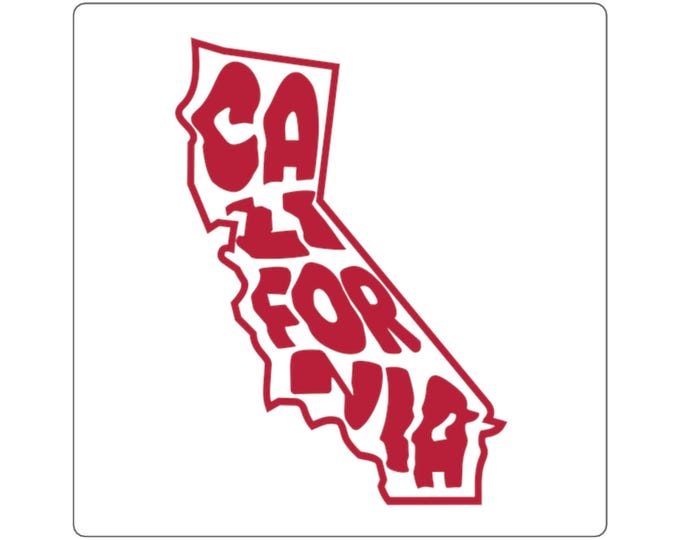 California map text Sticker | Retro state outline square decal