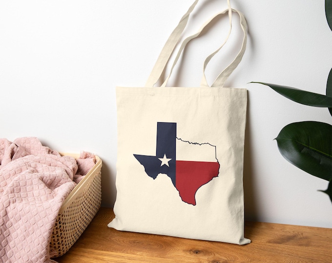 Texas Flag Outline Tote Bag | State Pride Canvas Market Bag