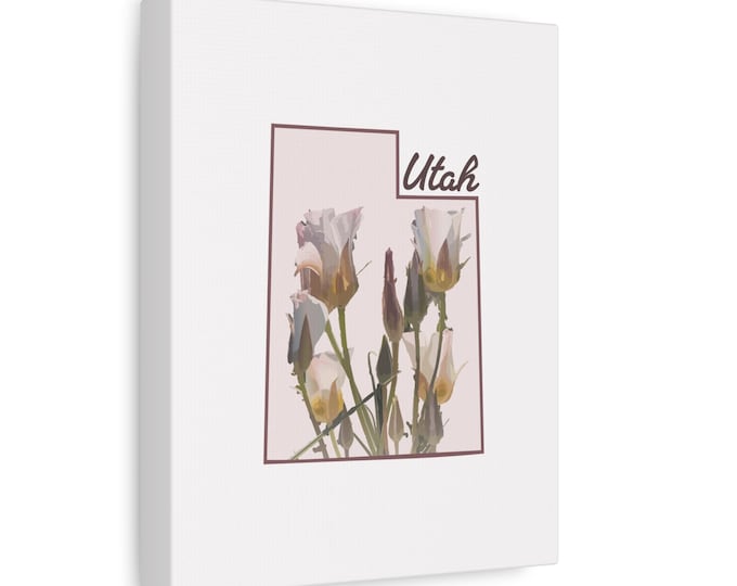 Utah Sego Lily Outline Print Canvas, Matte Stretched 1.25"