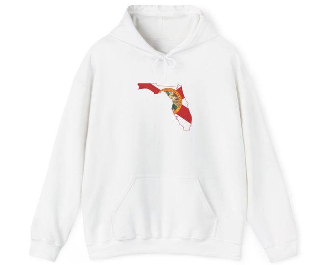 Florida State Outline with Flag Seal Hoodie | Florida Map Sweatshirt