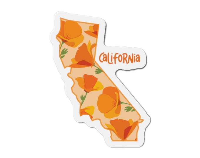 California Poppy State Magnet | Die-Cut Vinyl Decal
