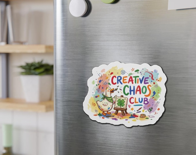 Creative Chaos Club Die-Cut Magnet | Cute Duck Painting Art