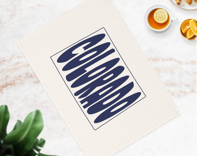 Colorado Retro Text Cotton Tea Towel | State Pride Kitchen Decor