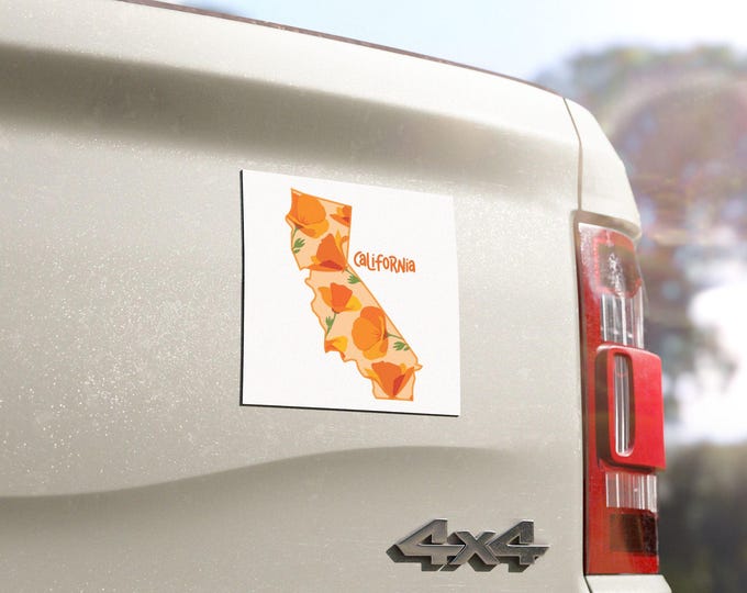 California Poppy State Map Car Magnets | Floral California Magnet