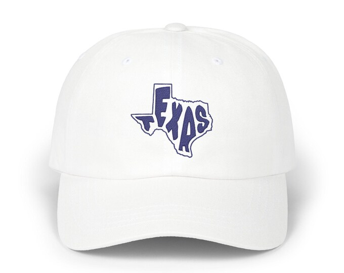 Texas outline logo Dad Cap | State embroidery hat, white baseball cap